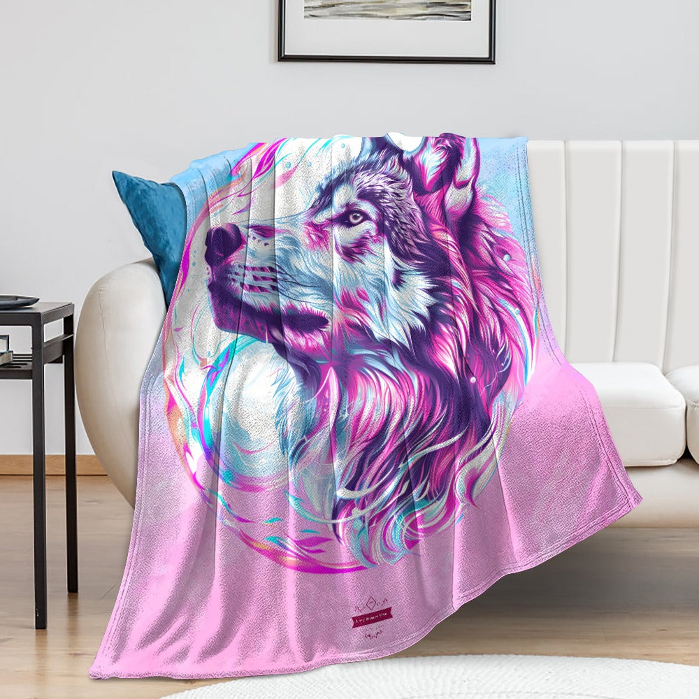 CWS Cozy Blankets Beautiful Wolf Vibrant Colours Super Soft Flannel Blanket Multiple Sizes By Cozy Winter Store