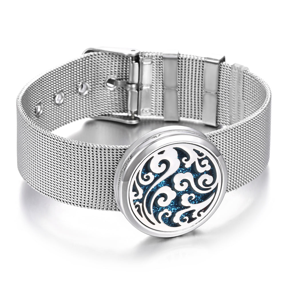 Essence Elysium: Aromatherapie-Armband und Parfümdiffusor aus Edelstahl.