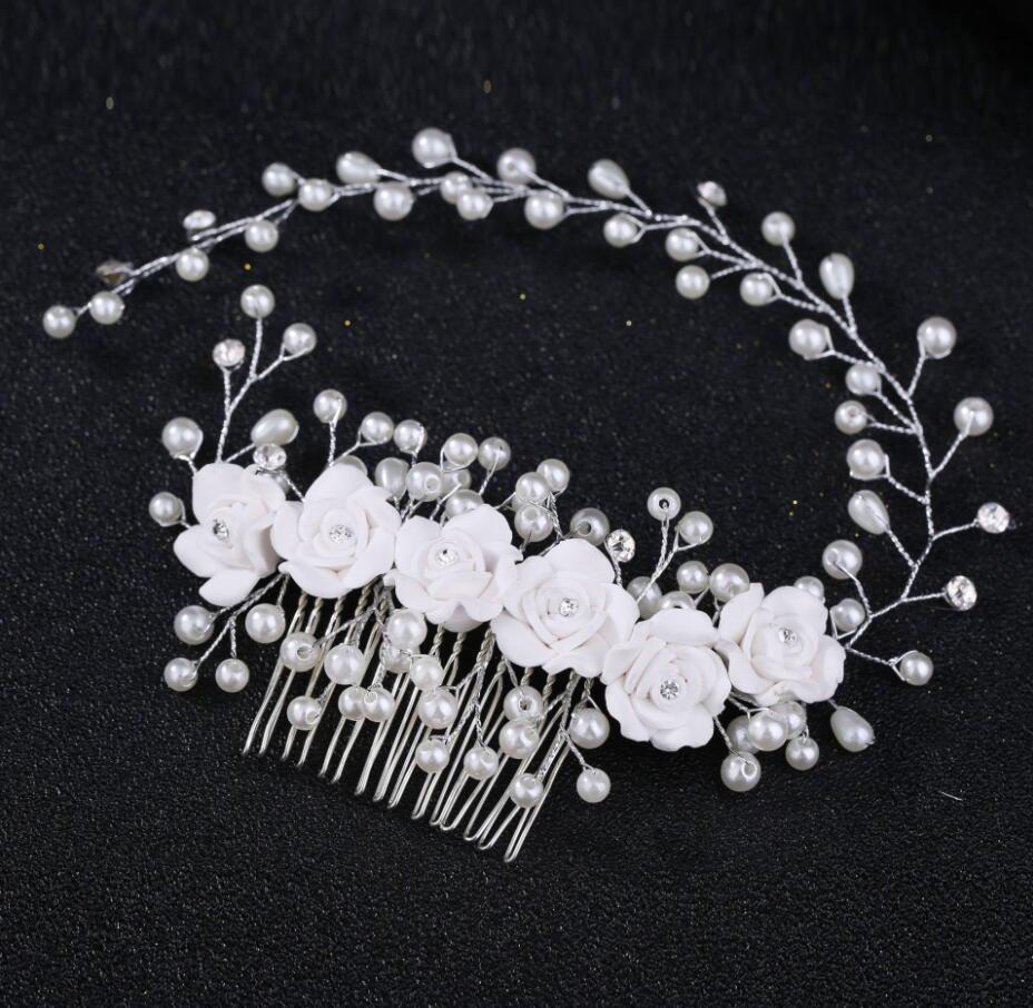 Pearl White Crystal Banquet Headdress Comb