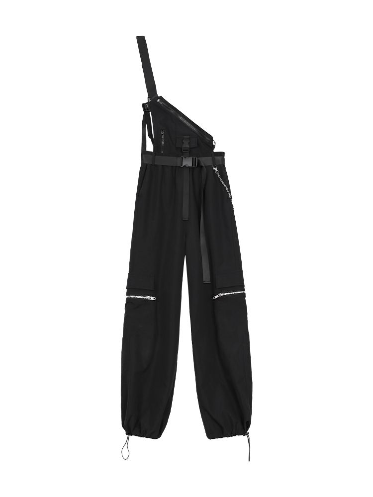 Detachable Suspender Pants Women's High Waist