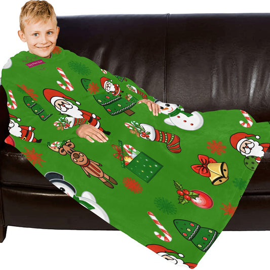 CWS Cozy Vibe Christmas Blanket Robe with Sleeves for Kids