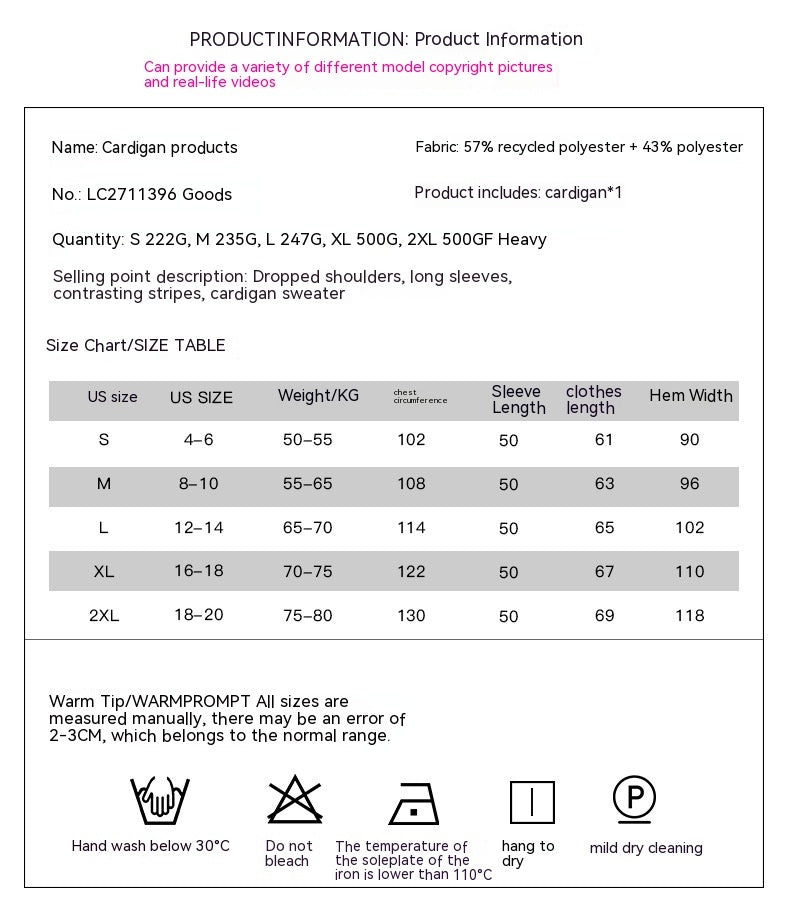 Damen Strickjacke mit Streifen und Kontrast