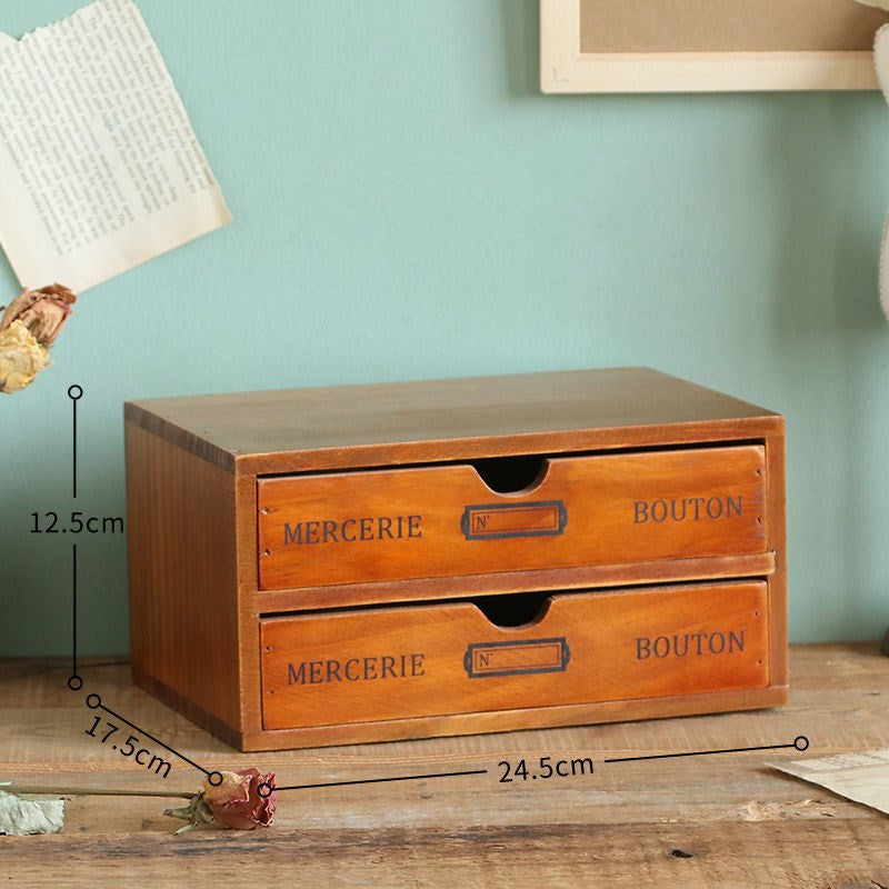 Vintage Wooden Multifunctional Drawer Storage Box