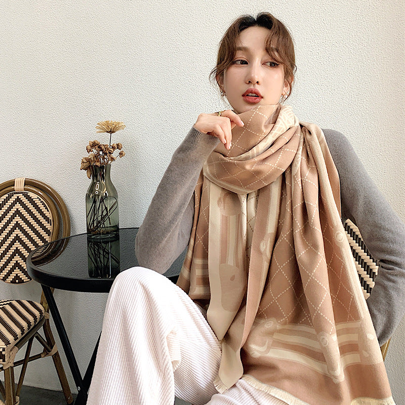 Cashmere Warm Scarf Female Winter Double-sided Thickened Student Warm Shawl