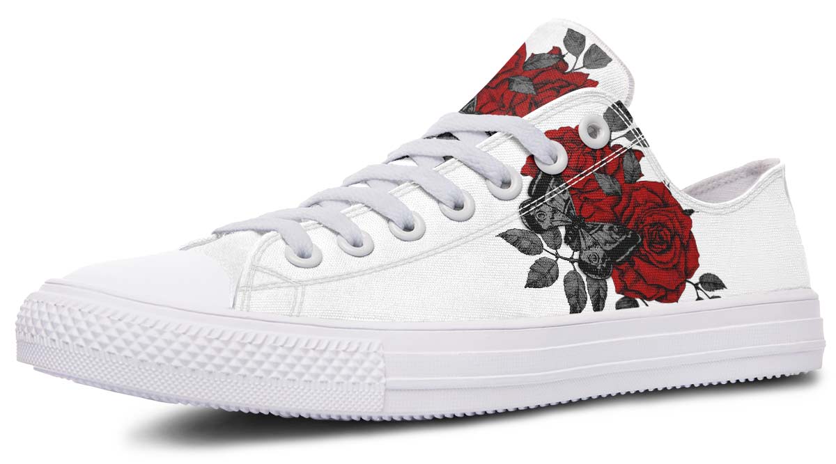 UrbanKIck Red Rose Fashion Print Couple Low-Top Canvas Shoes