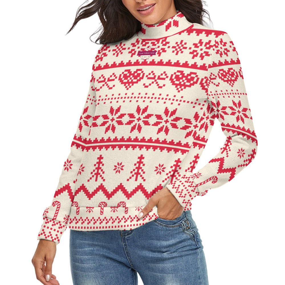 CWS Cozy Sweaters Autumn Long Sleeve Women's Turtleneck Christmas Style Festive Sweater by Cozy Winter Store