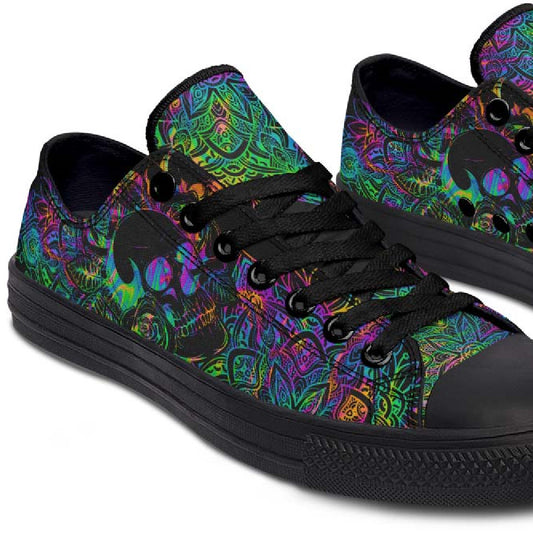 UrbanKicks  Psycho-Skull Fashion Printed Couple High Top Canvas Shoes