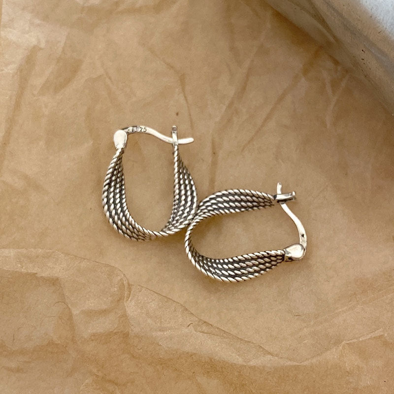 Twist Ohrclip S925 Sterling Silber Retro Twisted Eardrop Ohrring