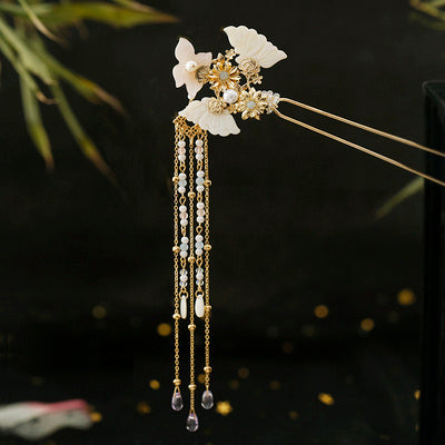 Women's Ancient Style Fairy Gas Plate Flower Hair Accessories Tassel Hairpin