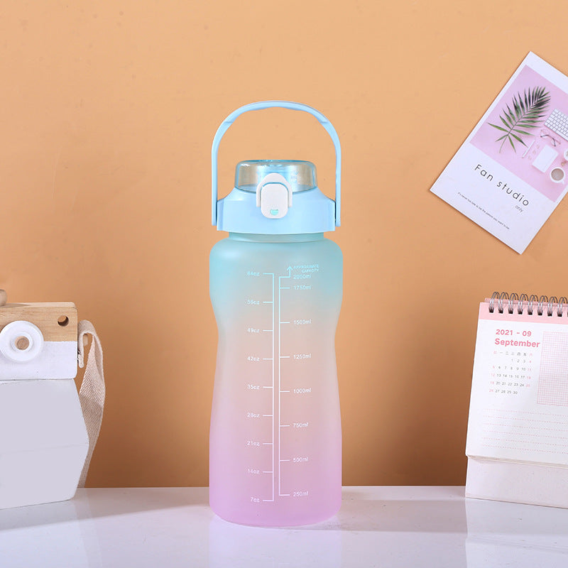 Gradient Color Plastic Water Cup Portable Large Capacity Water Bottle