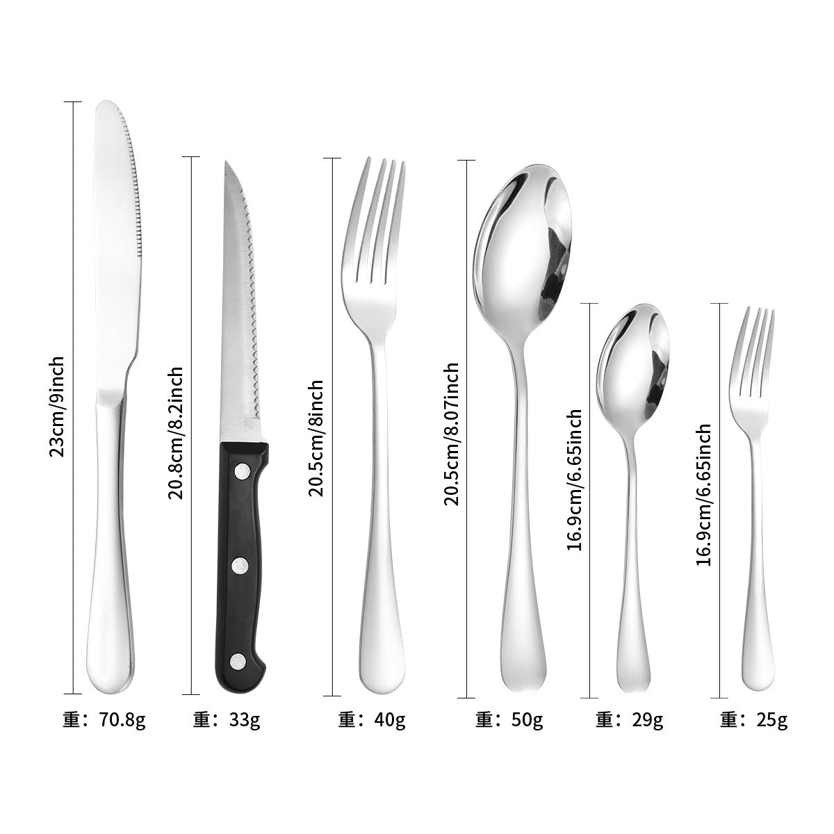 24-piece Set Stainless Steel Knife Fork And Spoon Serving Hotel Steak Tableware