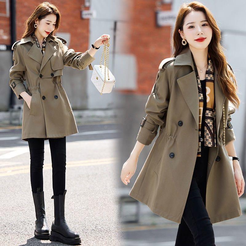 Flattering Elegance: Casual and fashionable women's windbreaker coat for autumn and winter.