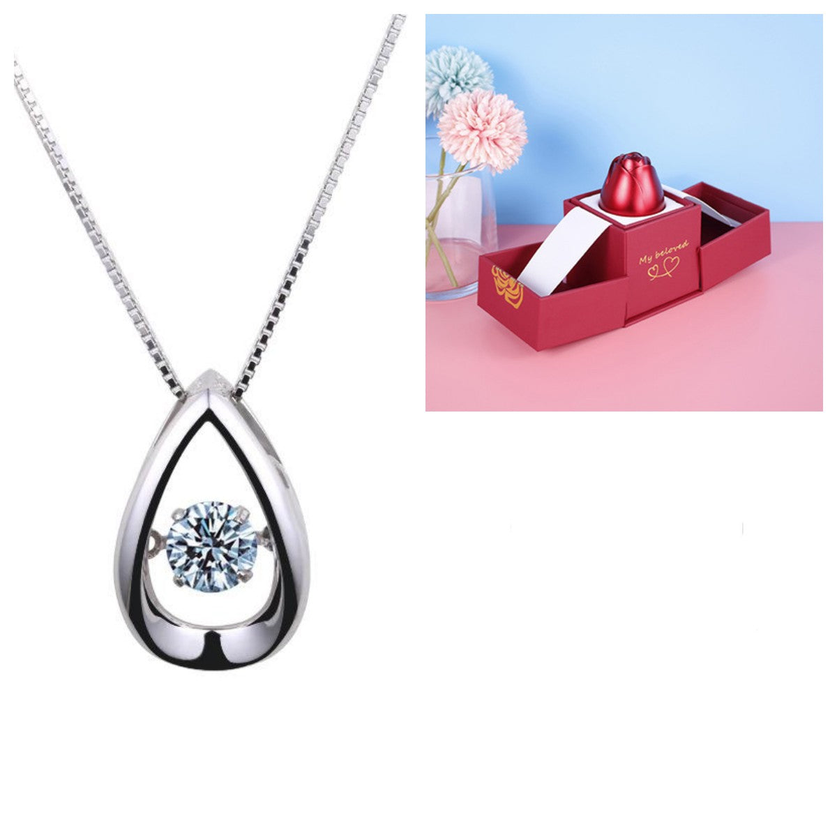 Heiße Valentinstag Geschenke Metall Rose Schmuck Geschenk-Box Halskette für Hochzeit Freundin Halskette Geschenke