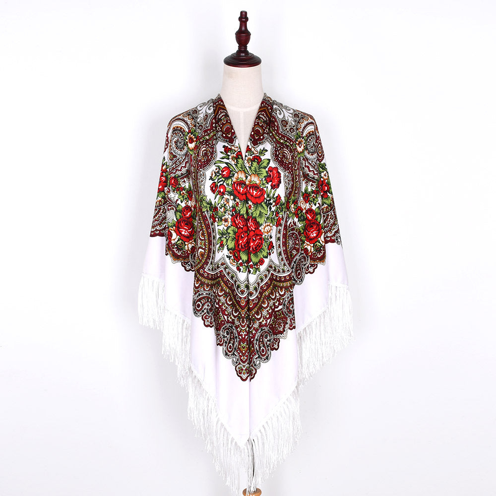 Vintage Twill Tassel Ethnic Style Shawl