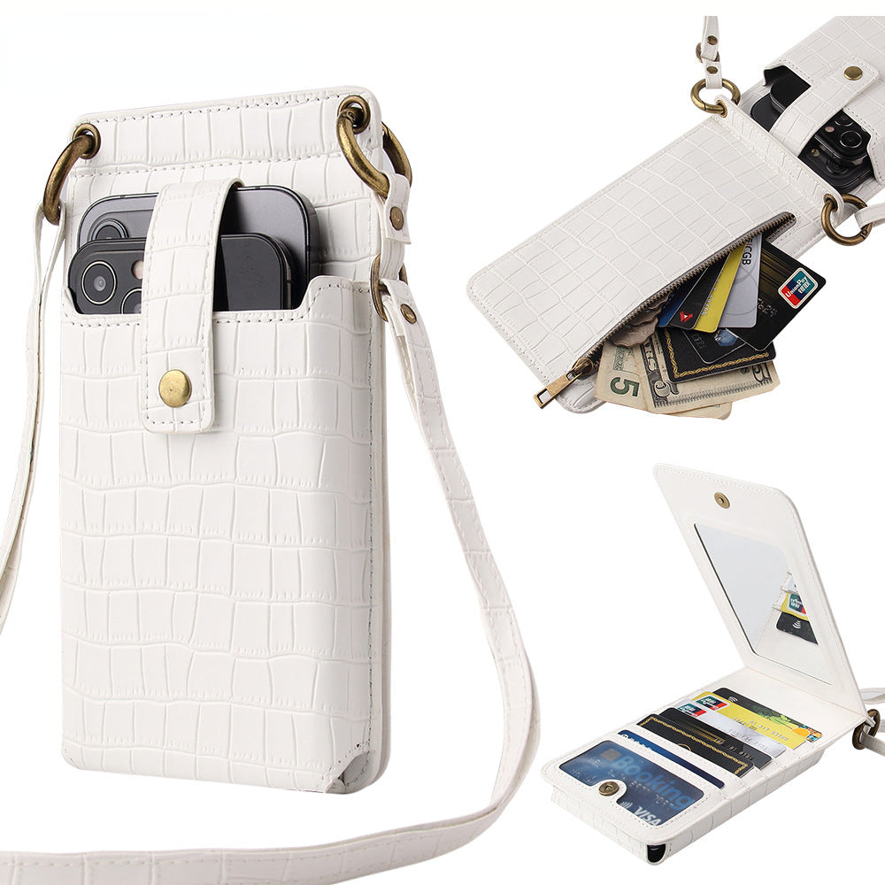 Multi-function Crossbody Bags For Mobile Phone Crocodile-pattern Wallet Card Holder