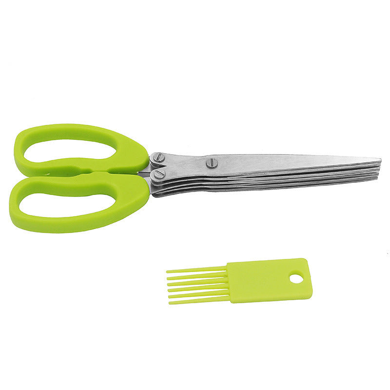 Kitchen Broken Chopped Green Onion Scissors Multi-purpose Stainless Steel Five-layer Scissors Shredding Scissors Five-layer Seaweed Broken Multi-layer Scissors