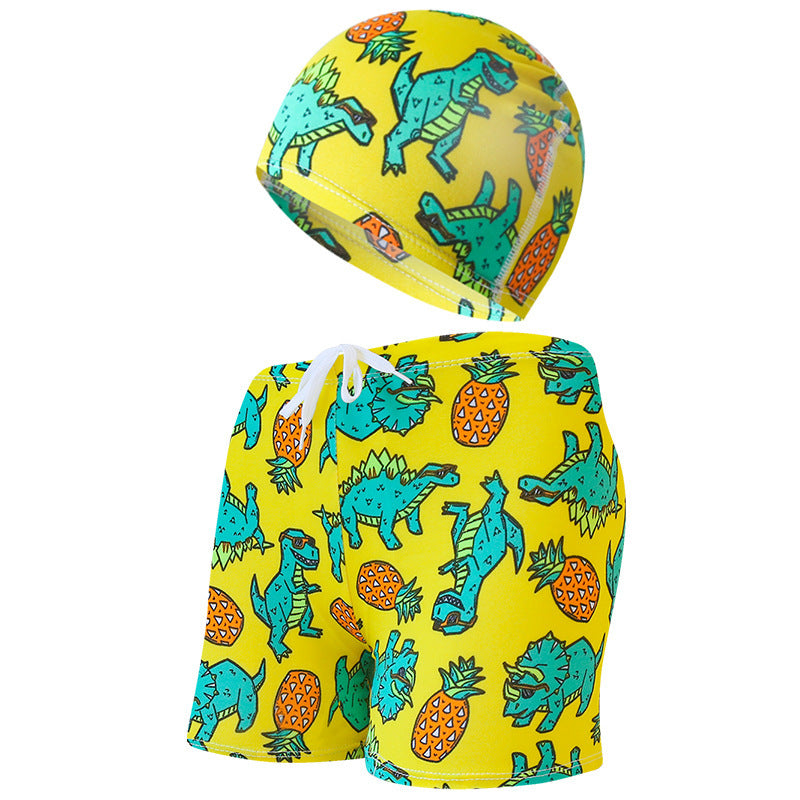 Summer Children's Cute Cartoon Beach Pants Swimming Cap Suit