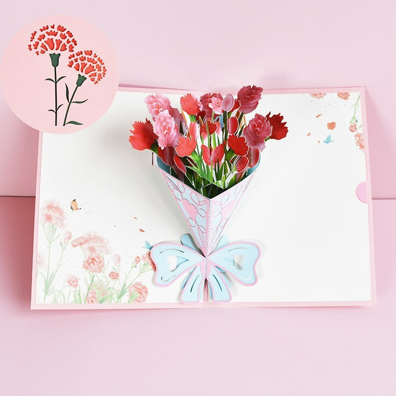 3D PopUp Blumenstrauß Karten Geschenke Jahrestag PopUp Mama Blumenstrauß Frau Einladungskarte Grußkarten Muttertagskarten Postkarte