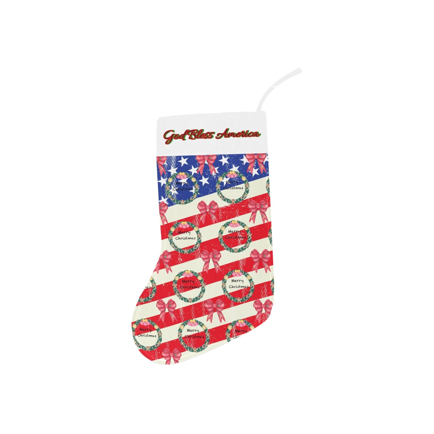 God Bless America Christmas Stocking (Made in Queen) By Cozy Winter Store