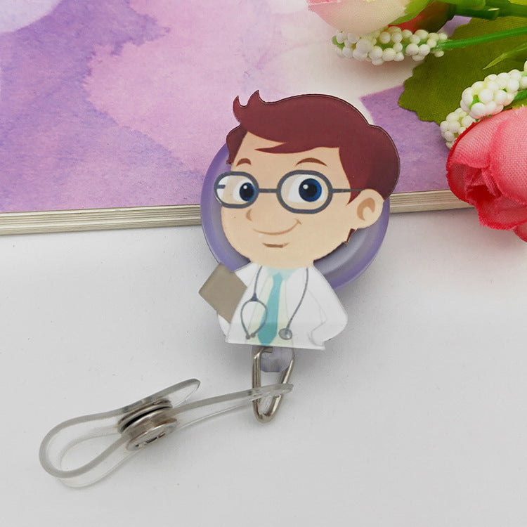 Acrylic Nurse Badge Easy Pull Buckle Cartoon ID Buckle Retractable Buckle Lanyard