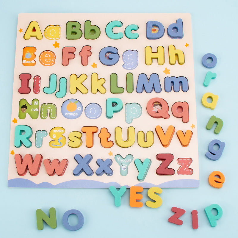 Children's Early Education Wooden Letter Puzzle Grab Board