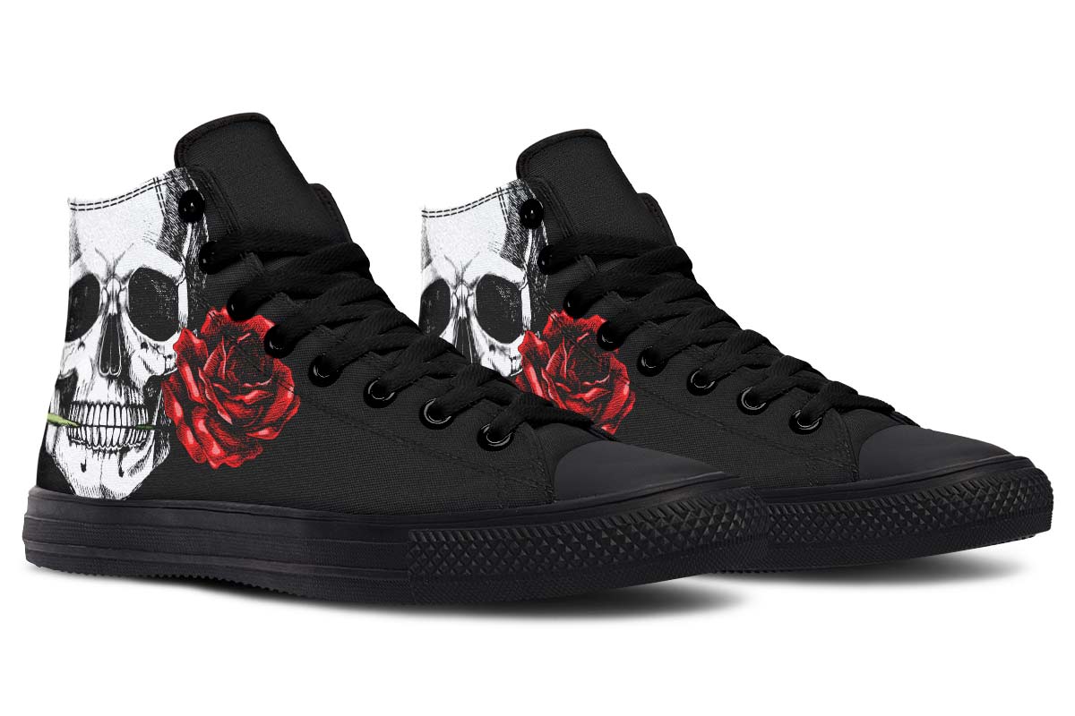 UrbanKicks Skull&Roses  Printed Couple High-top Canvas Shoes