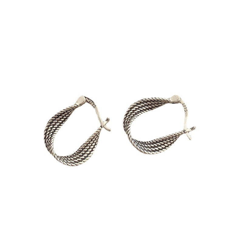 Twist Ohrclip S925 Sterling Silber Retro Twisted Eardrop Ohrring