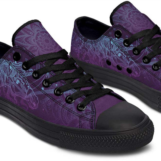 UrbanKicks Purple Unicorn Fashion Printed Couple High Top Canvas Shoes