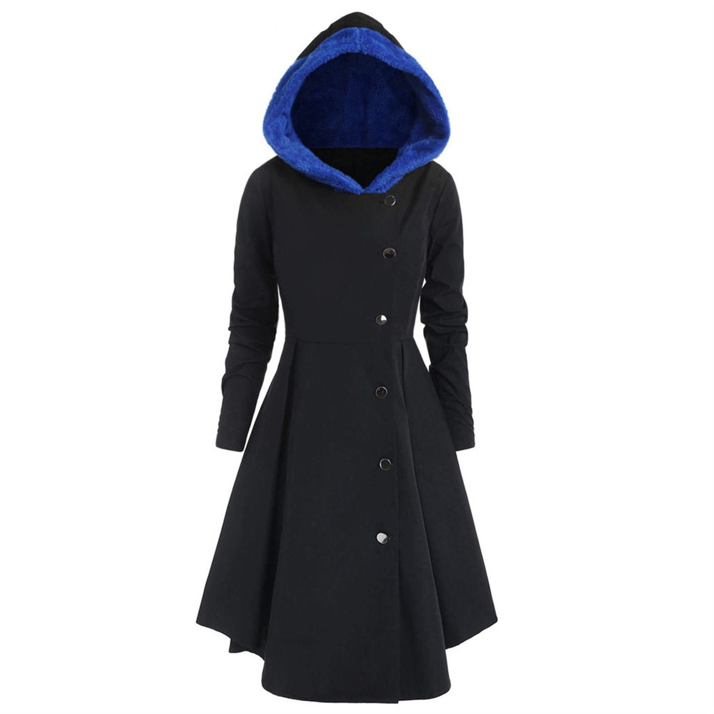 FestiveFlare: Bombshell Christmas trench coat for women, a long hooded coat for a stylish and merry look.