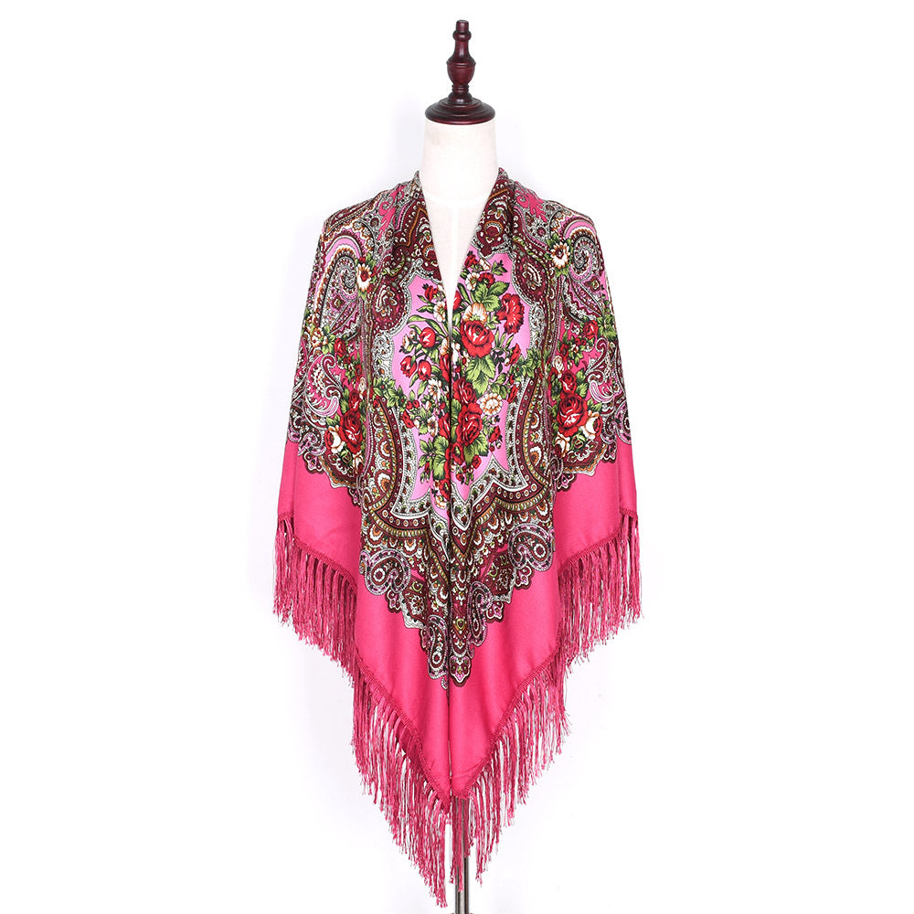 Vintage Twill Tassel Ethnic Style Shawl