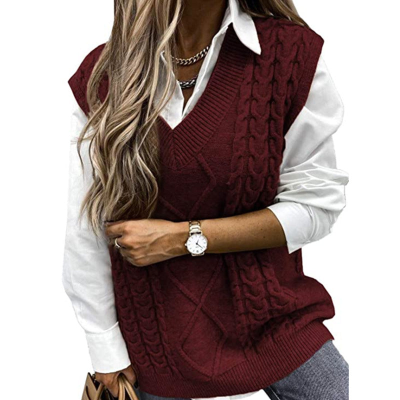 Sweater Vest Women's Vest V-neck Sleeveless