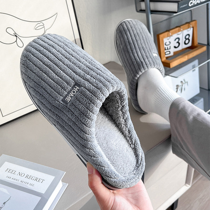 WarmEase: Solid color, simple cotton slippers for non-slip winter warmth. Perfect for households, indoors, couples, and women's comfort.