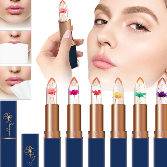 Dunkelblaue Tube Kristall Transparent Jelly Lippenstift Goldfolie