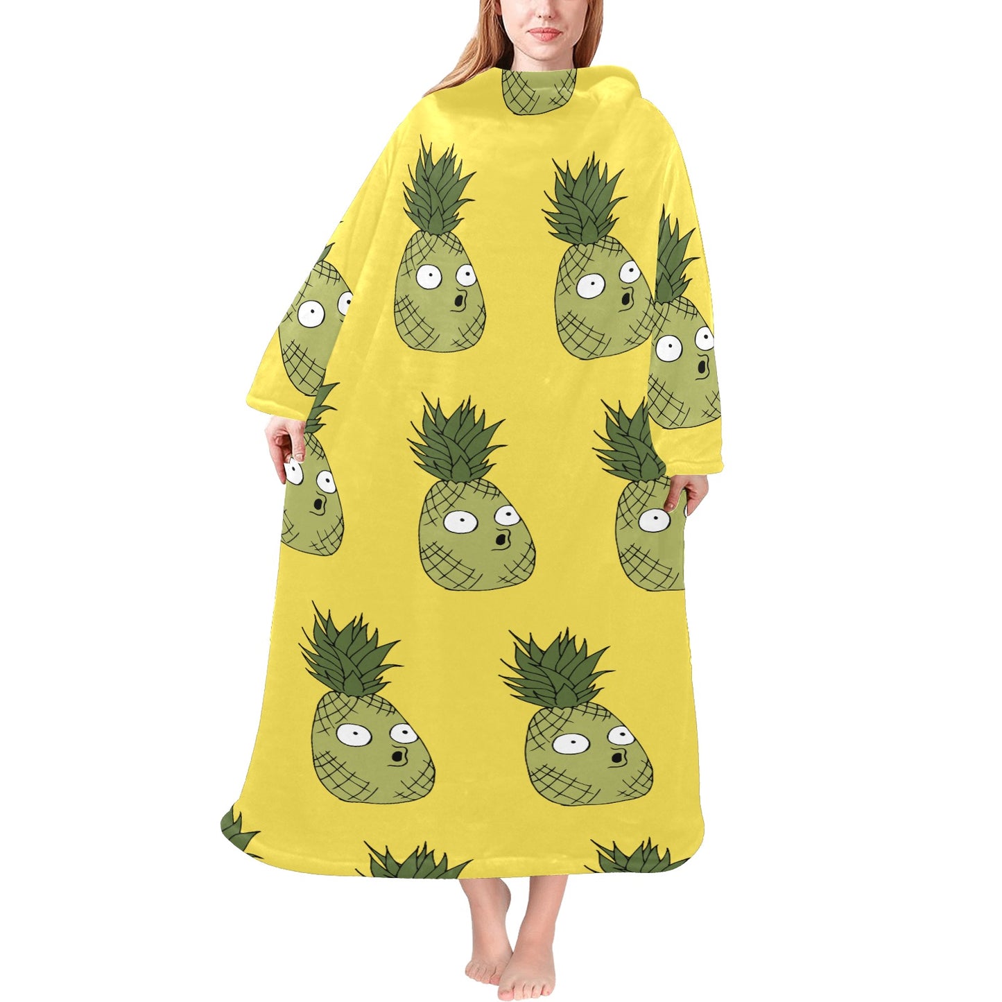 CWS Cozy VIbe Crazy PIneapple Oversized Hoodie Blanket Robe with Sleeves for Adults by Cozy Winter Store