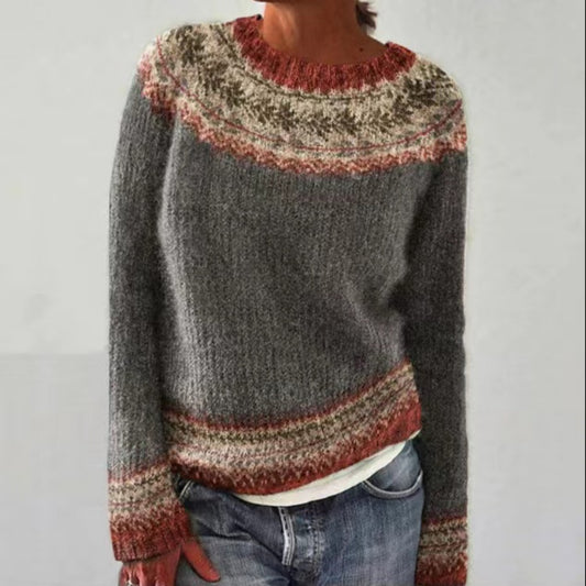 Round Neck Multicolor Loose Fashion Pullover Sweater