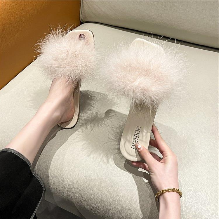 Women's Summer Flat Fashion Fur Slipper