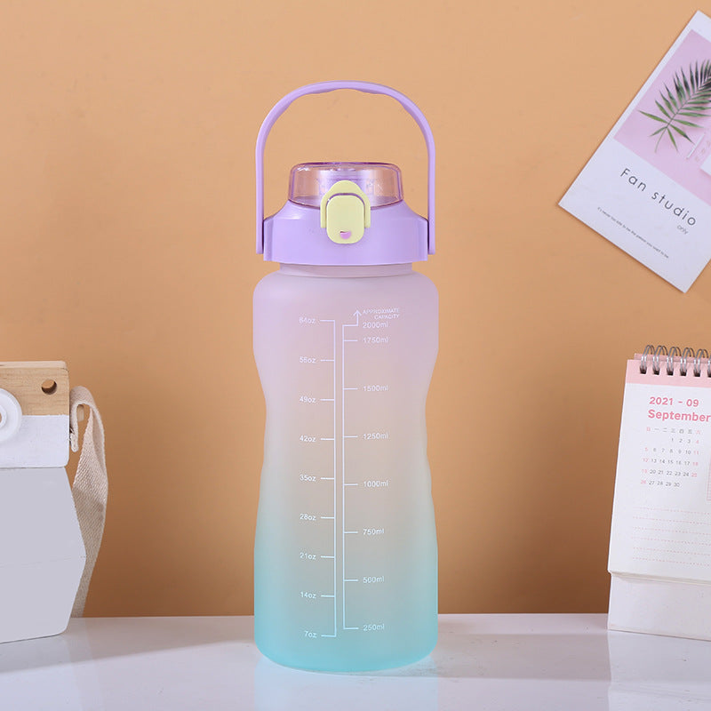 Gradient Color Plastic Water Cup Portable Large Capacity Water Bottle