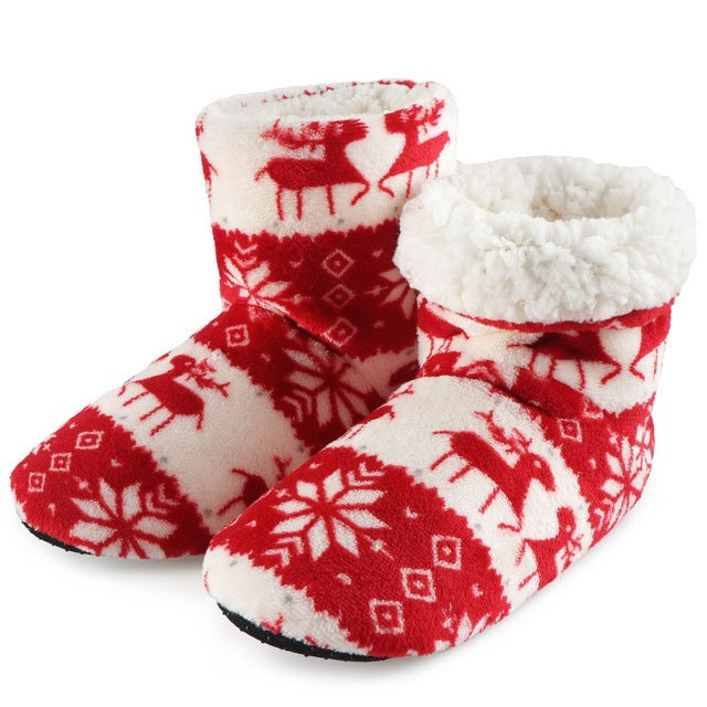 CozyFest: Winter fur slippers for women, warm and festive, perfect for Christmas.