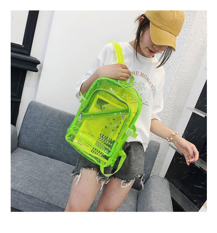 New Backpack Student Schoolbag Transparent Jelly Pack Waterproof Rucksack Plastic Backpack