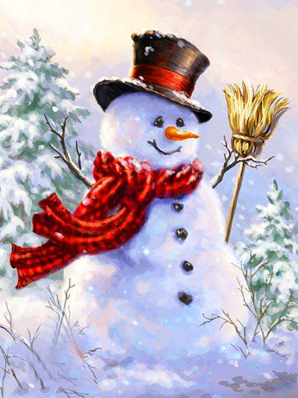 Diamond Painting Kit Full Circle Snowman Cartoon Mosaic Winter Handmade Gift Art