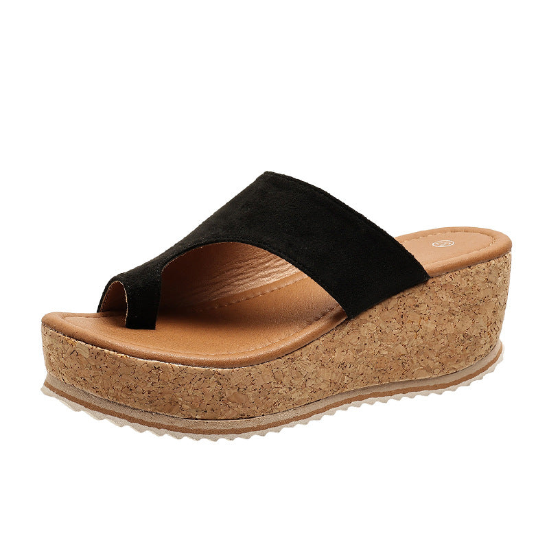 Modische Hausschuhe mit Keilabsatz und Leopardenmuster für Damen, neue Flip-Flops mit dicker Sohle und hohem Absatz, Sommer-Outdoor-Hausschuhe