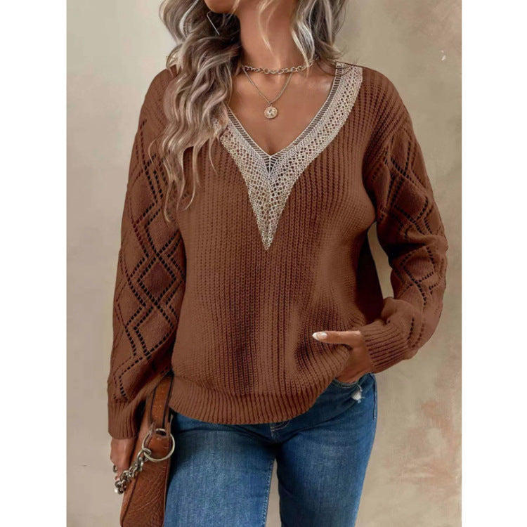 Spring And Autumn V-neck Sweater New Loose Casual