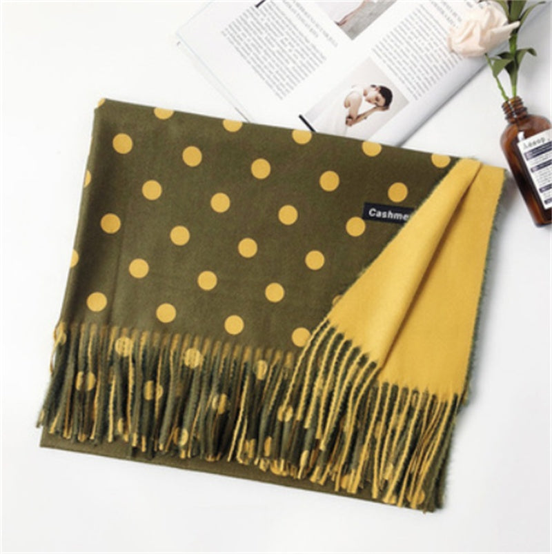 Autumn And Winter Warm Polka Dot Cashmere Scarf