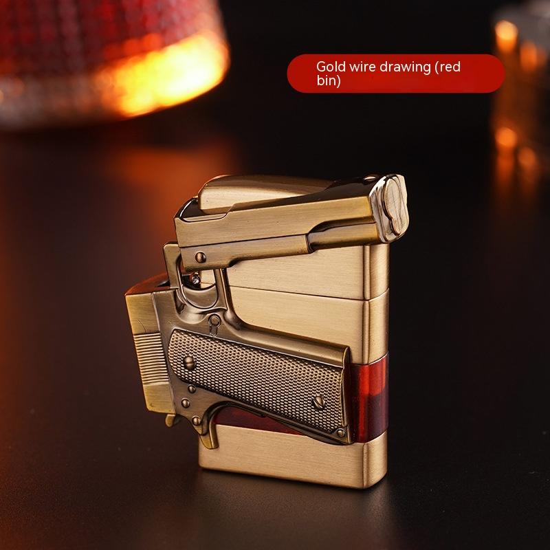 Pistol Shape Metal Gas Lighters With Gift Box Packaging