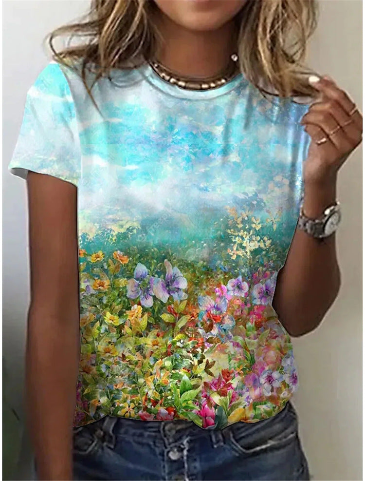 Digital 3D Printing Women's Street Style Short Sleeve