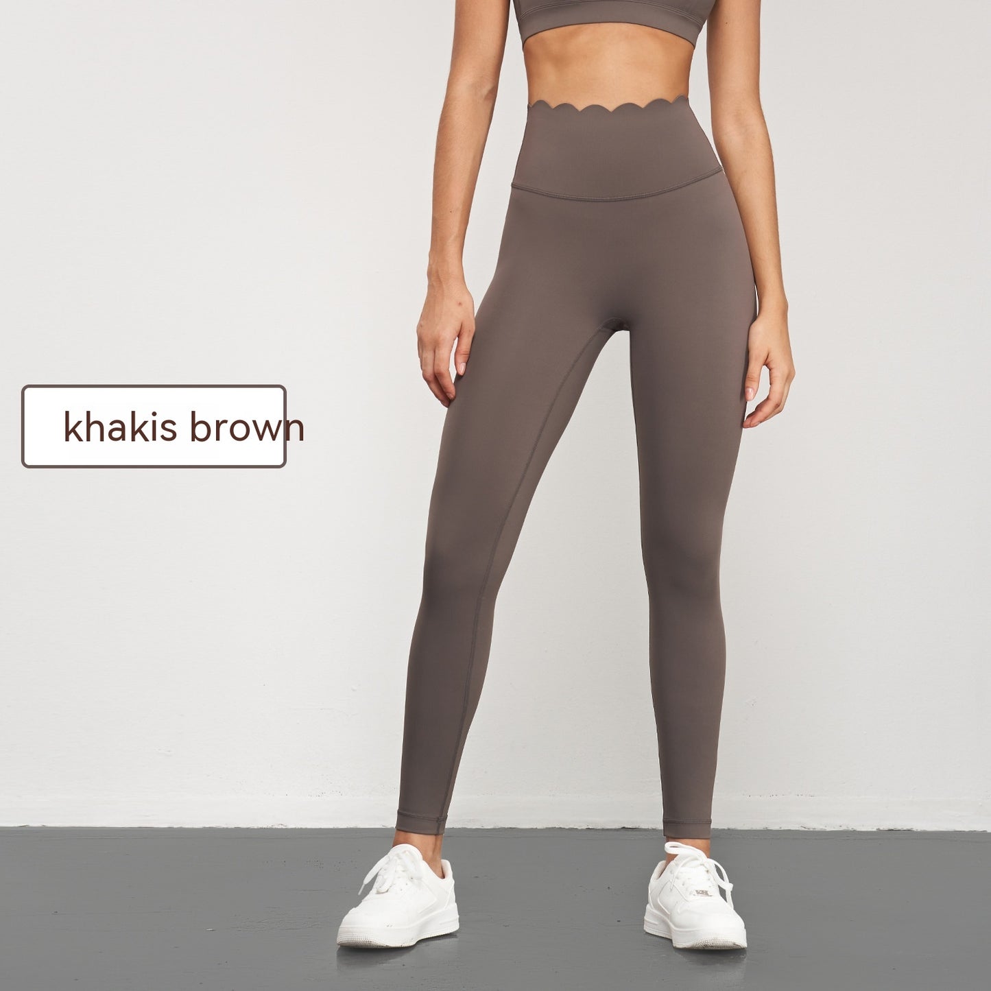 Elastische Sport-Yogahose für Damen, Bauchformung, hohe Taille, pfirsichfarbene Hüft-Sportstrumpfhose, Anti-Chic, Fitnesshose ohne T-Linie