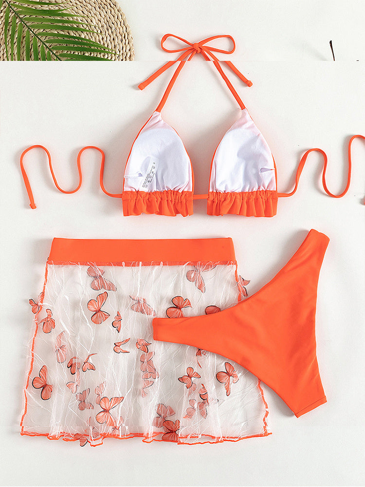 Push Up Korean Style Three Piece Split Swimsuit Bikini