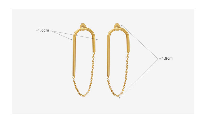 European And American Ins Style Chain U-shaped Ear Studs