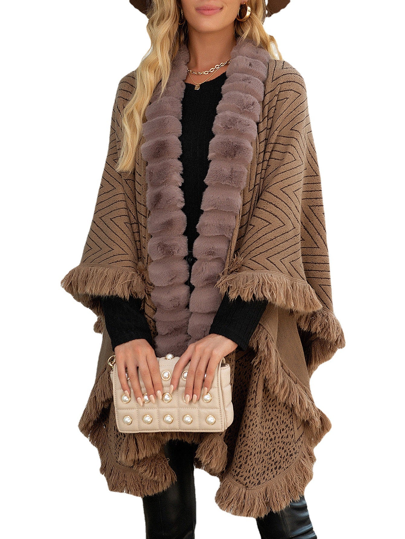 Autumn And Winter New Luxury Wool Collar Tassel Shawl