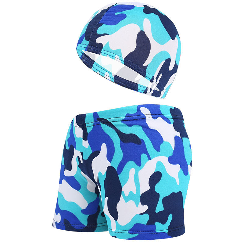 Summer Children's Cute Cartoon Beach Pants Swimming Cap Suit